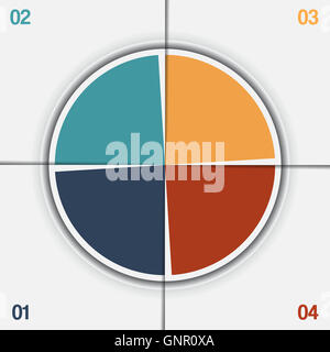 Infographic Pie chart template from colorful circle with text areas on 4 positions Stock Photo