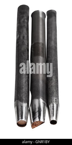 Leather crafting tool - used Leather Hole Punch tools isolated on white background Stock Photo