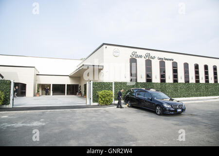 Friends and family of fashion and jewelry designer Countess Marta Marzotto gather at a chapel to organise funeral arrangements for August 1st  Featuring: Atmosphere Where: Milan, Italy When: 30 Jul 2016 Credit: IPA/WENN.com  **Only available for publicati Stock Photo