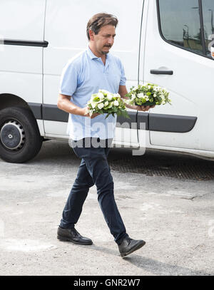 Friends and family of fashion and jewelry designer Countess Marta Marzotto gather at a chapel to organise funeral arrangements for August 1st  Featuring: Atmosphere Where: Milan, Italy When: 30 Jul 2016 Credit: IPA/WENN.com  **Only available for publicati Stock Photo