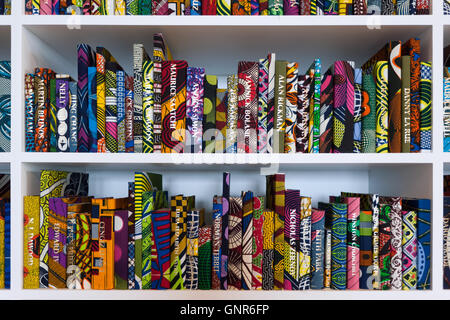 Close-up of part of 'The British Library', a colourful work by artist Yinka Shonibare at the Turner Contemporary's Sunley Galley Stock Photo