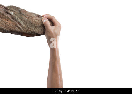 Hand clinging on rock Business concept Stock Photo