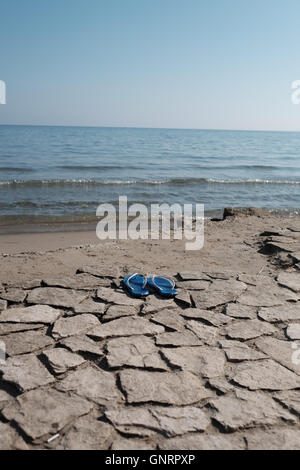 Flip flops on the sea beach, summer vacation with copy space Stock ...