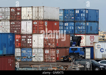 Container port at Batu Ampar port in Batam, Indonesia. Photo by Yuli Seperi/Alamy Stock Photo