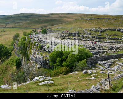 Limestone pavement at the top of Malham Cove, Yorkshire Dales National Park Stock Photo