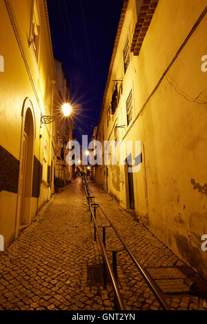 Lisbon, Portugal, typical side street in Bairro Alto at night Stock Photo