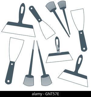 Nice picture of  colored brushes and spatulas on a white background Stock Vector