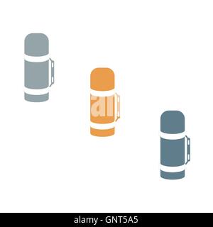 Stylized icon of a colored thermoses on a white background Stock Vector