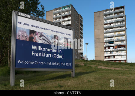 Frankfurt (Oder), Germany, sign Welcome to Frankfurt (Oder) Stock Photo