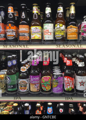 Craft Beer Section at Wegmans Grocery Store, Westwood, Massachusetts, USA Stock Photo