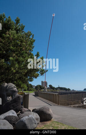 The Wind Wand sculpture by artist Len Lye. New Plymouth, North Island, New Zealand. Stock Photo