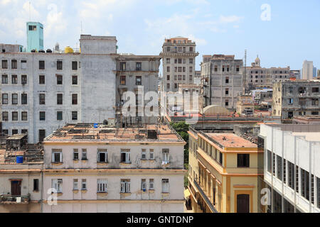 Havana, Cuba.Scene over roof tops and buildings in the city. Stock Photo