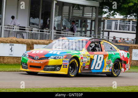 2014 Toyota Camry NASCAR with driver Will Spencer at the 2016 Goodwood Festival of Speed, Sussex, UK. Stock Photo