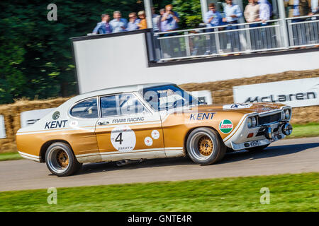 1972 Ford Capri RS2600 European Touring car with driver Jochen Mass 2016 Goodwood Festival of Speed, Sussex, UK. Stock Photo