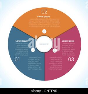 Elements For Template infographic three position, steps, parts, with text area, colourful in the form of flower petals. Stock Vector