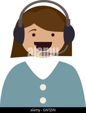 silhouette cartoon woman call center service isolated Stock Vector