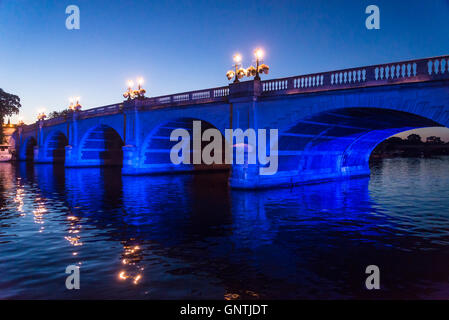 Kingston Bridge at night, Kingston upon Thames, Surrey, England, UK Stock Photo