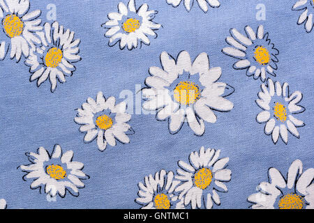 Daisy on light natural linen texture background Stock Photo