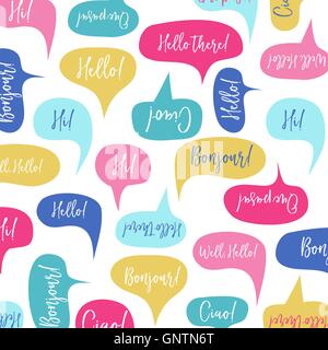 Speech bubbles with 'Hello' on different languages Stock Vector