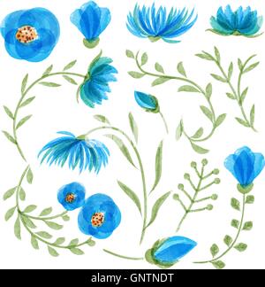 Vector Watercolor Floral Element Set Isolated On A White Background ...