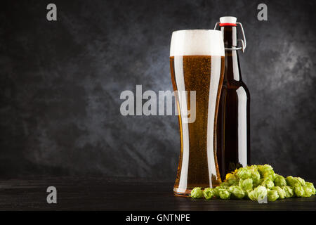 Beer glass and bottle Stock Photo