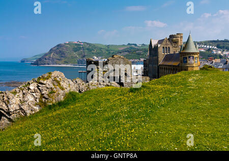 The ruins of Aberystwyth Castle Ceredigion Wales UK built in late thirteenth century and partially demolished by Oliver Cromwell Stock Photo