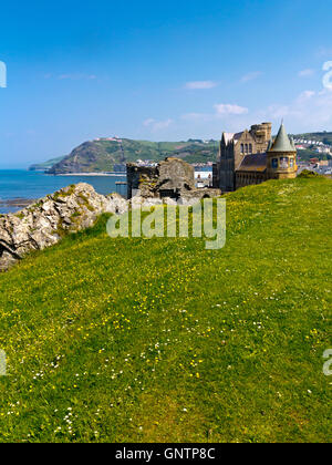 The ruins of Aberystwyth Castle Ceredigion Wales UK built in late thirteenth century and partially demolished by Oliver Cromwell Stock Photo