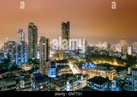 Mumbai city centre and bayside downtown district around Malabar Hills shot from Kemps Corner Stock Photo