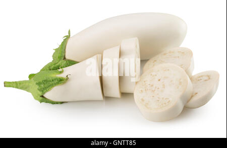 white eggplants isolated on the white background. Stock Photo