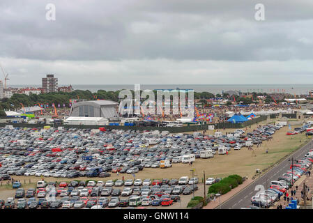 The summer 'Victorious' music festival captured from the 'Portsmouth Eye' ferris wheel. Stock Photo
