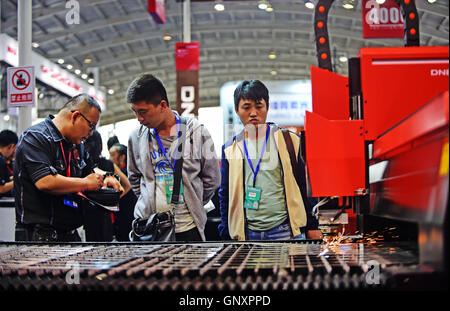 Shenyang, China's Liaoning Province. 1st Sep, 2016. Visitors are seen at the 15th China International Equipment Manufacturing Exposition in Shenyang, capital of northeast China's Liaoning Province, Sept. 1, 2016. The five-day exposition kicked off here Thursday. Credit:  Yang Qing/Xinhua/Alamy Live News Stock Photo