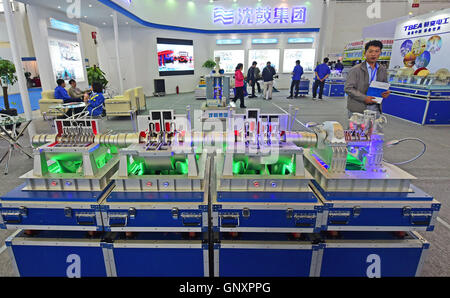 Shenyang. 1st Sep, 2016. Photo taken on Sept. 1, 2016 shows a model of a compressor unit at the 15th China International Equipment Manufacturing Exposition in Shenyang, capital of northeast China's Liaoning Province. The five-day exposition kicked off here Thursday. Credit:  Yang Qing/Xinhua/Alamy Live News Stock Photo