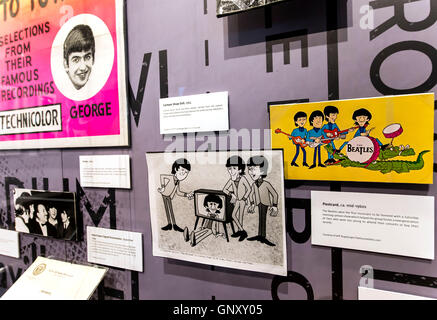 Los Angeles, California, USA. 01st Sep, 2016. Chronicling the height of Beatlemania, 1964 through 1966, the exhibition, ''Ladies and Gentlemen. The Beatles!'' is presented at the GRAMMY Museum. On display are many Beatles-related pop culture artifacts from the period, as well as correspondence, instruments, posters, photographs, interviews, interactive displays and a booth in which visitors can sing along with Ringo Starr. © Brian Cahn/ZUMA Wire/Alamy Live News Stock Photo
