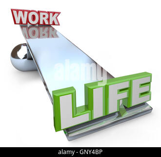 Work Versus Life Balance on See-Saw Scale Stock Photo