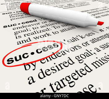 Success Word Definition Meaning Circled in Dictionary Stock Photo