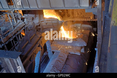 steel buckets to transport the molten metal Stock Photo