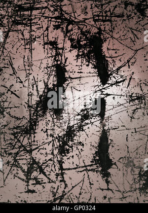 Scratched abstract grungy pink and black surface background texture Stock Photo