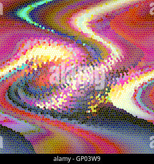 Abstract coloring background of the fire life span gradient with visual pinch,zigzag,stained glass and twirl effects Stock Photo