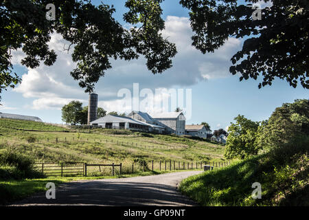 Picturesque Amish farm on rural county road in Holmes county Ohio Stock Photo