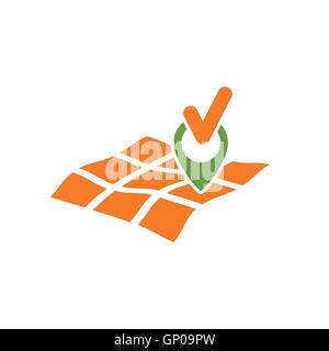 gps map with geo mark and tick symbols as geo location found abstract vector illustration isolated on white Stock Vector