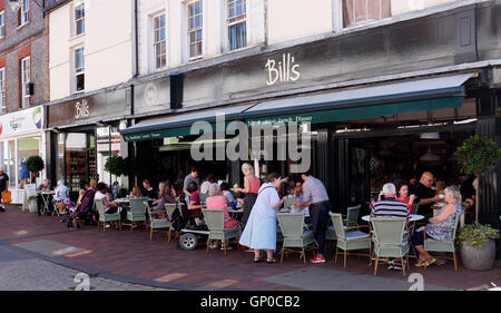 Bill's Restaurant with people eating and drinking outside in Lewes East Sussex UK Stock Photo