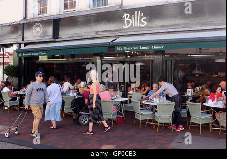 Bill's Restaurant with people eating and drinking outside in Lewes East Sussex UK Stock Photo