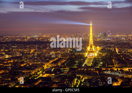 Evening view on Paris and the Eiffel Tower. Stock Photo