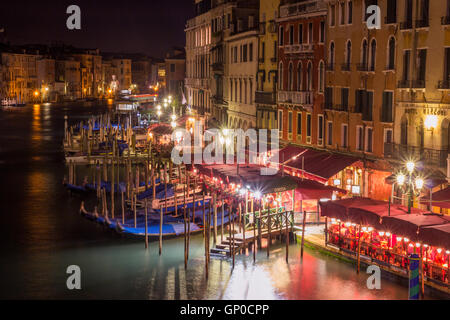 Night scene along the Grand Canal in Venice Stock Photo