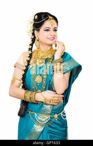 1 Beautiful Adult Bride Tamil Woman standing Stock Photo