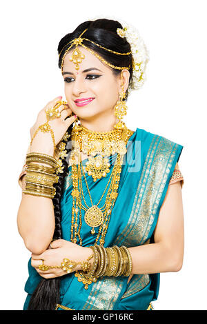 1 Beautiful Adult Bride Tamil Woman standing Stock Photo