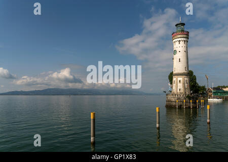 lighthouse  at the harbour entrance in Lindau, Bavaria, Germany Stock Photo