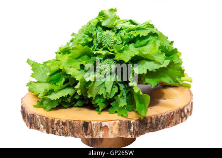 Fresh healthy bunch of Broccoli Rabe against white background Stock Photo