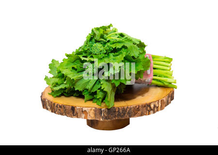 Fresh healthy bunch of Broccoli Rabe against white background Stock Photo