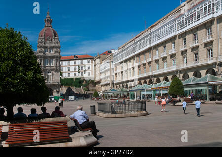 Maria Pita square, La Coruna, Region of Galicia, Spain, Europe Stock Photo